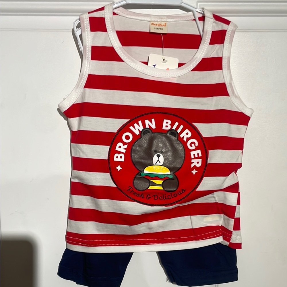 Red Striped Kids Tank Top